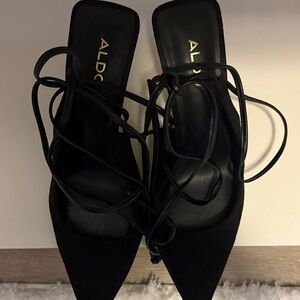 Aldo Elegant Black Lace-Up Heels